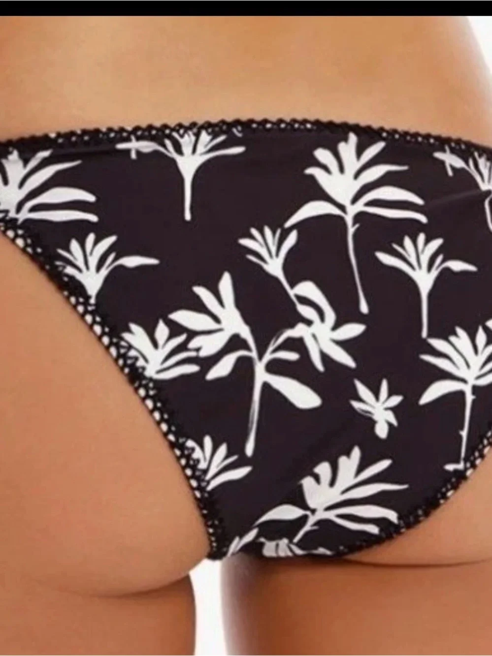 Cosita Linda Reversible Black & White Palm Print Triangle Bikini Swim Suit Set